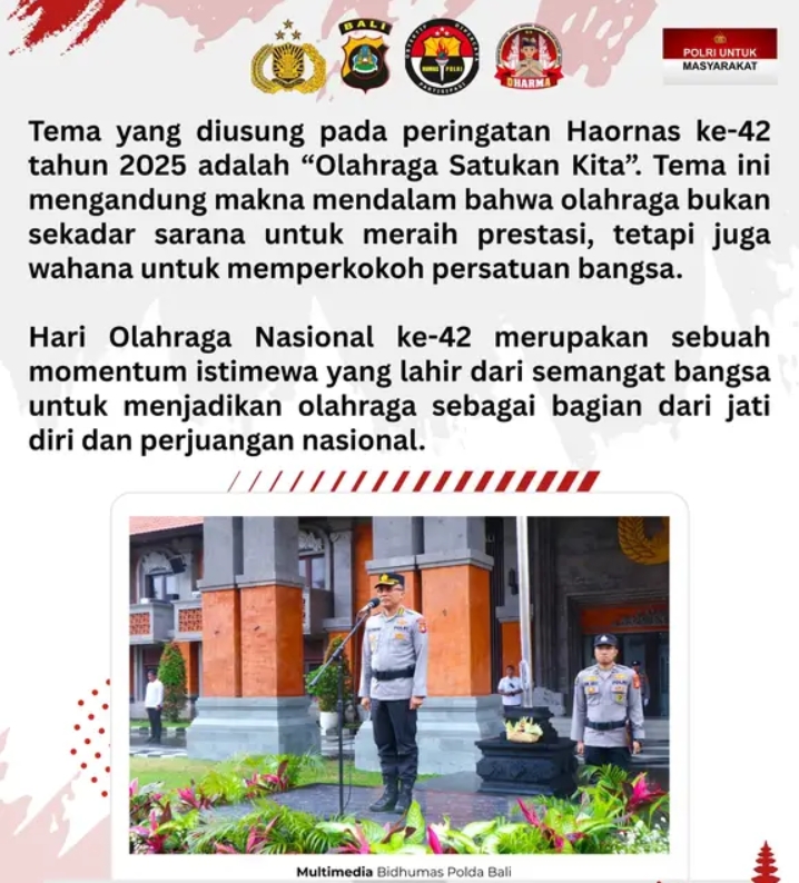 Meski Diguyur Hujan, Polda Bali Tetap Gelar Upacara Peringatan Haornas Ke-42