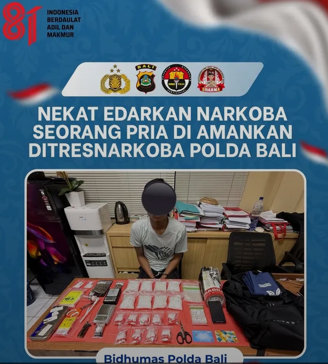 Nekat Edarkan Narkoba Seorang Pria Di Amankan Ditresnarkoba Polda Bali