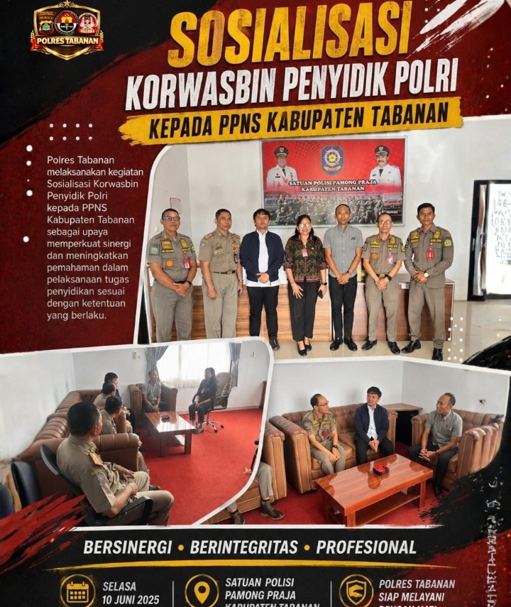 Polres Tabanan Gelar Sosialisasi Korwasbin Penyidik Polri kepada PPNS Kabupaten Tabanan