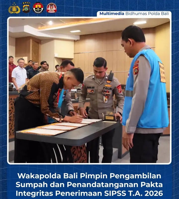 Wakapolda Bali Pimpin Pengambilan Sumpah dan Penandatanganan Pakta Integritas Penerimaan SIPSS T.A.